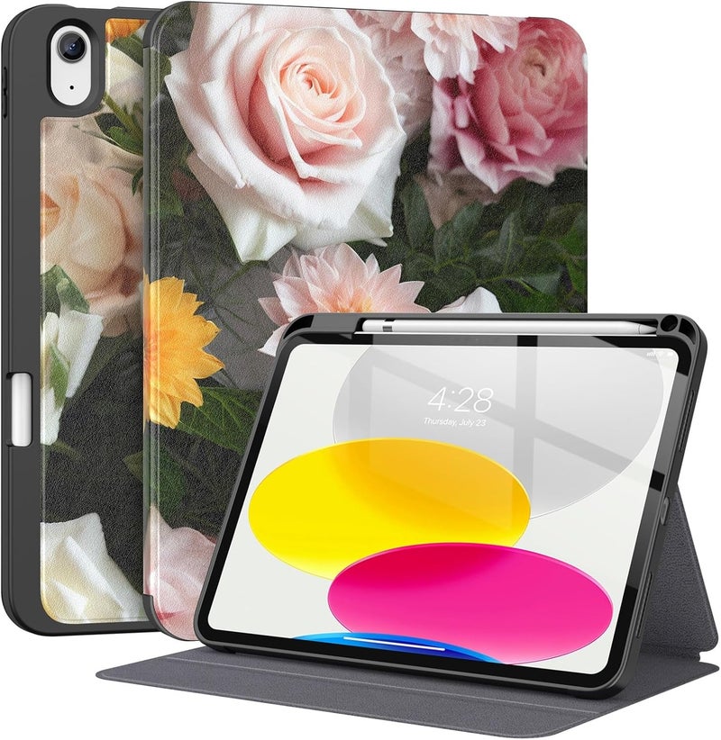 Supveco Case for iPad (A16) 11th Generation 11 inch (2025),iPad 10th Generation 10.9 inch (2022) with Pencil Holder-[Auto Wake/Sleep],Premium Folio Stand Case with Soft TPU Back Cover-Pink Rose - Image 1